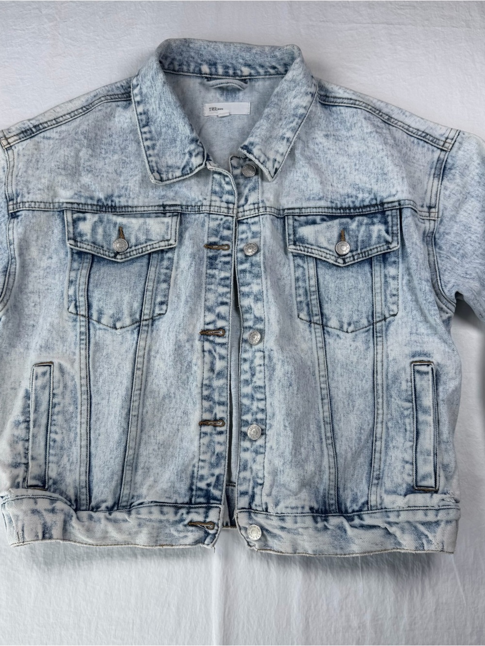 TMR Jeans Light Acid Wash Denim Trucker Jacket women's M